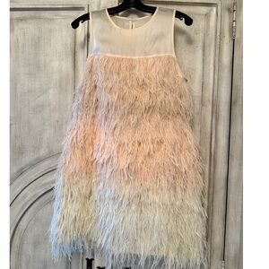 Cynthia Rowley Kitty Pink Ombre Feather Dress - NWT - Size L